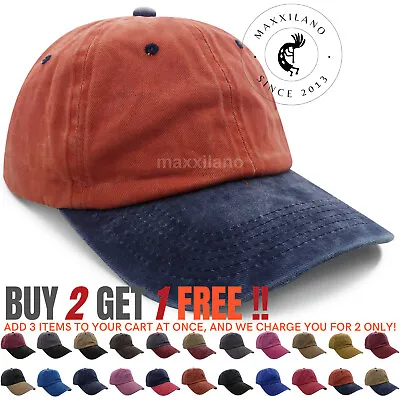 Men Baseball Cap Washed Cotton Polo Style Caps Plain Adjustable Dad Hat Women • $8.45