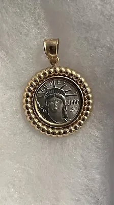 2000 1/10 Oz Platinum $10 Statue Of Liberty Coin 14k Bezel Pendant • $350