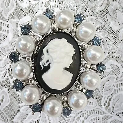 Cameo Brooch Vintage Lady Pin Brooch Bouquet Victorian Costume Cameo Jewelry • $15