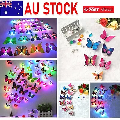 3D Butterfly LED Wall Stickers Glowing Bedroom DIY Home Décor Home Night Light • $14.99