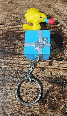Vintage Woodstock Peanuts Bird PVC  Party On Wrapped Present Keychain • $8.49