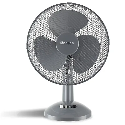 Schallen GREY 12  3 Speed Electric Oscillating Worktop Desk Table Air Cool Fan • £24.99