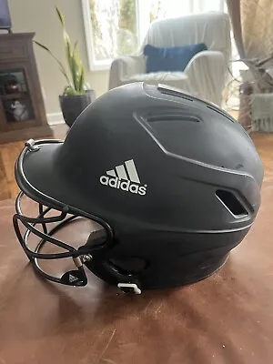 ADIDAS Triple Stripe Youth Black Batting Helmet 6 3/8 - 7 3/8 With Face Guard • $19