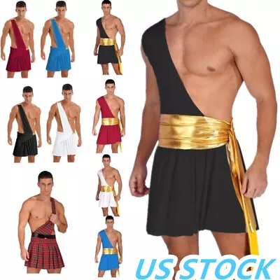 US Mens Ancient Greek God Costume Halloween Carnival Toga Cosplay Fancy Dress • $15.66