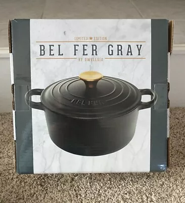 NEW ~ BEL FER GRAY Enameled Cast Iron 3 Qt Kitchen Dutch Oven~ Heavy-Duty~ NIB • $24.99