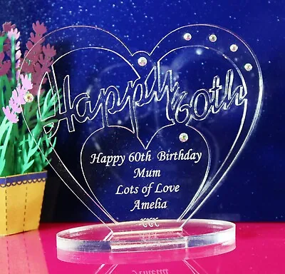 Personalised 60th Birthday  Heart Gift With Message -  Free Standing Keepsake • £5.95