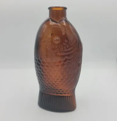 Vtg Wheaton  Dr. Fisch's Bitters  Fish Shaped Amber Brown Glass Bottle • $14.99