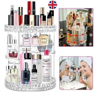 Large 360 Rotating Makeup Organiser Cosmetic Storage Box Perfume Display Stand • £10.15