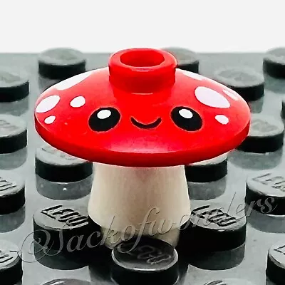 Lego New Red Mushroom W/Face Dish 2x2/White Cone Series 22 Forest Elf City Farm • $1.95