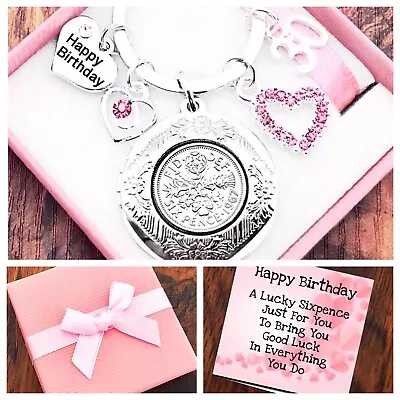 30th 40th 50th BIRTHDAY Gifts16th 18th 21st Locket Sixpence Keyring Gift Box • £4.59