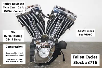 2011 Harley Electra Glide Twin Cam A 103  Engine Motor Assembly 43096 Miles • $2000.22