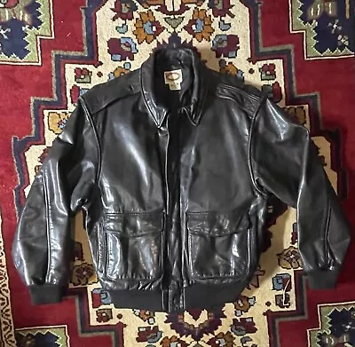 Vintage Banana Republic Leather / Wool Bomber Jacket Men's Size 42 Black • $120