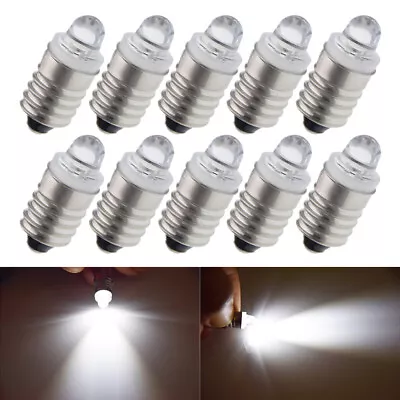 10 X White LED 3V E10 BULB Screw GLOBE For FLASHLIGHT TORCH HEAD LAMP BICYCLE • $6.39