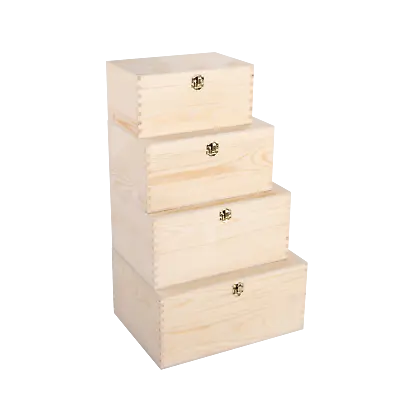£15.99 • Buy Natural Finish Wooden Storage Box DIY Crate With Hinged Lid And Locking Clasp