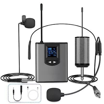 UHF Wireless Lavalier Microphone Headset Mic Bodypack Transmitter Receiver S7N1 • $30.94