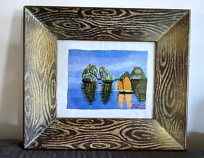 Vintage Framed 15x13  Vietnamese Handmade Needlework  Hong Kong “ Ha Long Bay” • $45.99