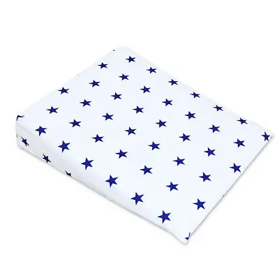  PILLOW COVER FOR WEDGE PILLOW COT BED PILLOWCASE 59x37cm NAVY STARS ON WHITE • £6.99