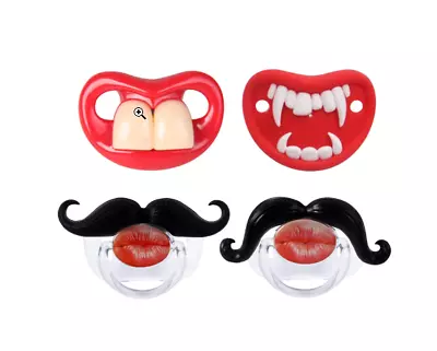 4pcs Baby Funny Mustache Teeth Orthodontic Pacifier For Babies BPA & Latex Free • $10