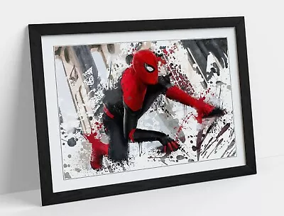 Spiderman Splash Marvel -art Framed Poster Picture Print Artwork- Red White • £19.99