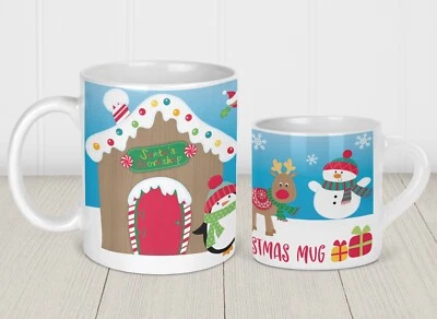 Personalised Printed Ceramic OR Plastic Childs Mug CHRISTMAS EVE Santa Workshop • £8.99