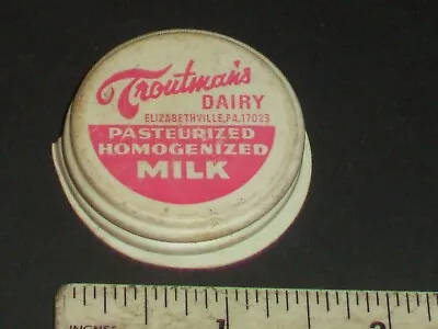 Rare Vintage Troutman's Dairy Screw On Milk Cap Elizabethville Pa. • $19.40