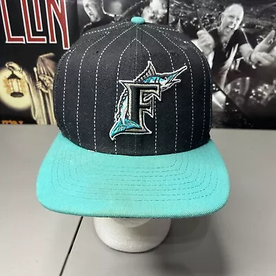 Vintage Florida Marlins New Era Snapback Hat USA 100% Wool 9FIFTY Pinstripe 1997 • $50