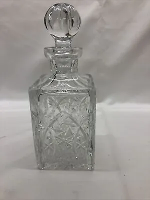 Vintage Cut Crystal Starburst Pattern Whiskey Decanter & Stopper BEAUTIFUL • $39.75