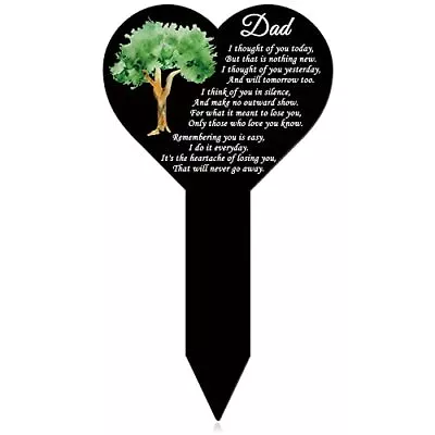 Metal Heart Cross Grave Marker Dad Memorial Grave Stake Garden Remembrance Si... • $27.82