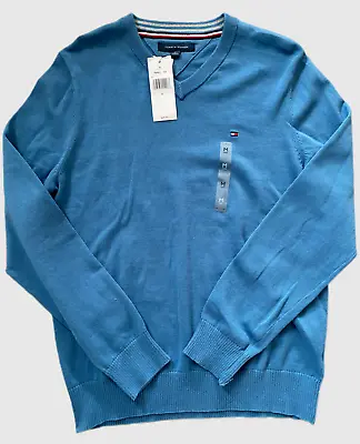 Nwt Men's Tommy Hilfiger $70 Retail Medium M Blue V Neck Sweater Shirt • $19.99