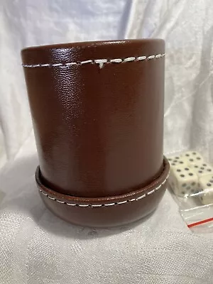Vintage Leather Like Dice Cup With 5 Dice / Taiwan  • $14.99