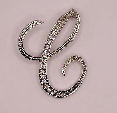 £4.80 • Buy Diamante Silver Initial Letter C Fashion Brooch Pin Brand New FREE P&P