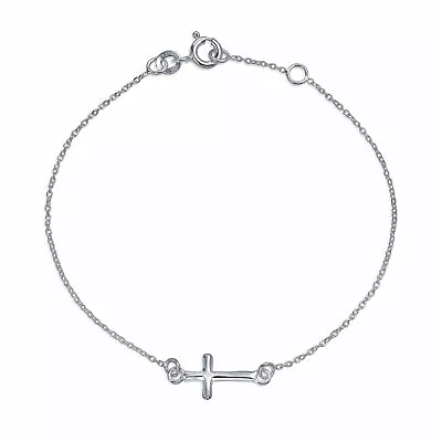 Religious Horizonal Sideways Cross Bracelet Communion Sterling Silver • $14.99