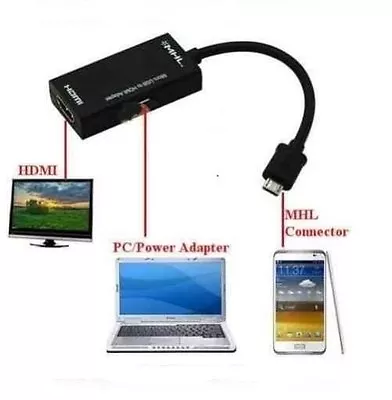 MHL Micro USB To HDMI HD TV Adapter Cable Samsung Galaxy S2 & Note N7000 • £4.45