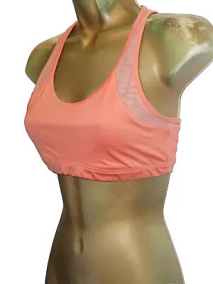 Peach Reebok Racer Back Crop Sports Gym Fitness Top Size S Gymwear • £1.99