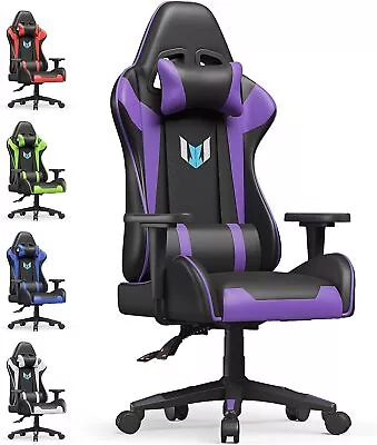 Faux Leather Racing Gaming Chair Swivel Office Gamer Desk Chair Adjustable New • £76.31