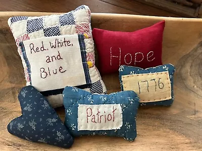 Primitive Stitchery Vintage Patriotic Red White And Blue Bowl Fillers Set Of 5 • $14.95