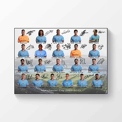 Manchester City 2022-2023 Premier League Champions Signed A4 Team Poster Print • £6.99