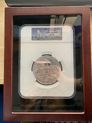 2011 5 Oz Silver 25C Gettysburg Early Releases NGC MS 69 With A Shadow Box • $448