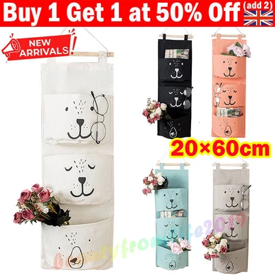 £1.99 • Buy 3~Pockets Wall Hanging Storage Bag Toy Cosmetic Organizer Pouch Home Closet UK,