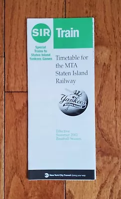 2002 Sir Staten Island Railway Mta Timetable Nyc Subway Ny Yankees Baseball • $19.99
