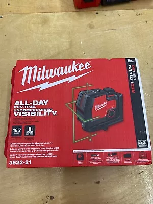 Milwaukee 3522-21 USB Rechargeable Green Cross Line & Plumb Points Laser • $219.99