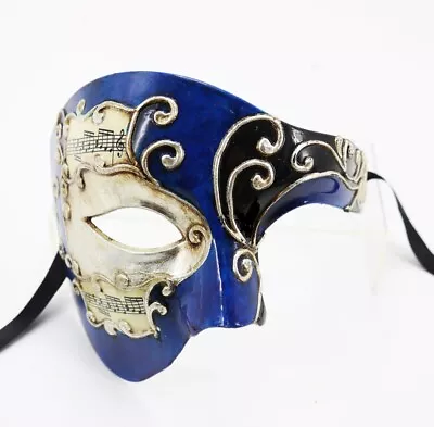 Blue Venetian Masquerade Half Mask Unisex Halloween Ball Curved High Quality • £9.99