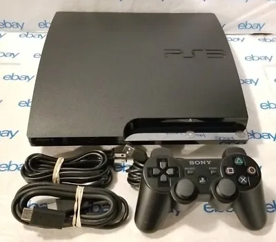 Sony PlayStation 3 PS3 Slim Console CECH-2001B 250GB W Controller & Cords • $129.99