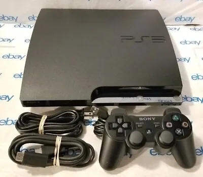 Sony PlayStation 3 PS3 Slim Console CECH-2501A 160GB W Controller & Cords • $134.99