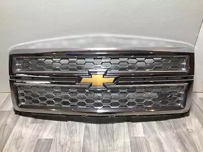 Front Bumper Grille W Emblem Chrome Mesh Fits 2014 2015 CHEVY SILVERADO 1500 LTZ • $499