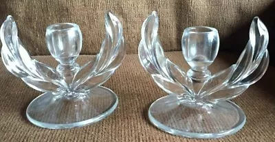 2 Vintage Glass Candle Holders.  Very Stylish! • $6.88