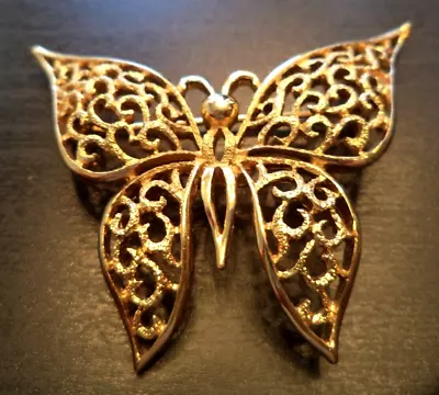 *rare* Stunning Vintage Estate Signed Crown Trifari Butterfly 2 1/4  Brooch G775 • $0.99