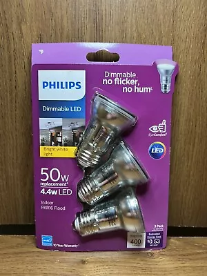 $19.99 • Buy Philips Dimmable LED 4.4PAR16 3 Pack Indoor PAR16 Flood 50w Replacement 4.4w LED