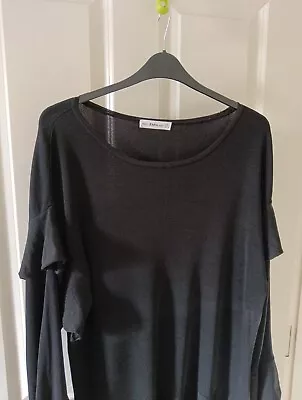 🌈Zara Knit Black Long Sleeve Pullover Slip Dress Size 16-18🌈 • £8.99
