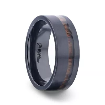 Daring Off Set Koa Wood Inlaid Black Titanium Men's Wedding Band With - 8mm • $199.99